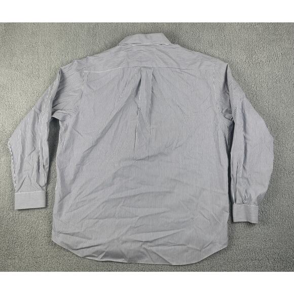 Eddie Bauer Men's Large Blue White Striped Cotton Long Sleeve Button Up Shirt - Picture 10 of 10